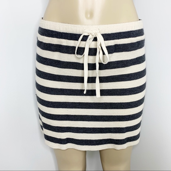 LOFT Dresses & Skirts - LOFT Grey & Cream Striped Cotton Drawstring Skirt